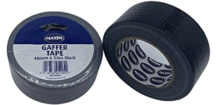 Maxim Black Gaffer Tape - Heavy Duty & Super Sticky Ultra Strong Waterproof Duct Tape, Adhesive Cloth Tape - 48mm x 50 Metres (2)