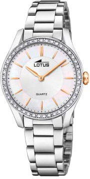 Lotus Damenuhr Analog aus Edelstahl 316l Silberfarben | Quarzwerk, Widerstandsfähiges Mineralglas, Wasserdicht 5 ATM 18796/4, Trendy