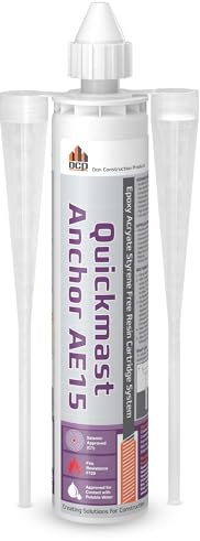 DCP Quickmast AE15 Concrete Epoxy for Rebar and Rods – High-Strength Anchoring System, Two-Part Acrylate Epoxy with Cartridge and Nozzles, 10.1 fl oz – 1 Pack