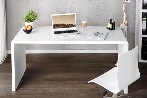 Design Schreibtisch Fast Trade - 140cm - weiß Hochglanz Bürotisch