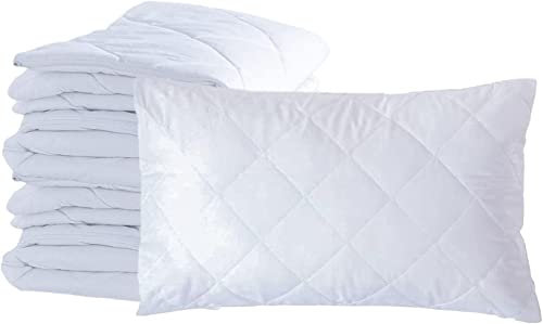 Juego de 4 protectores de almohada de algodón con cremallera, fundas de almohada hipoalergénicas de algodón con cremallera, 75x50 cm, color blanco (4 protectores de almohada)