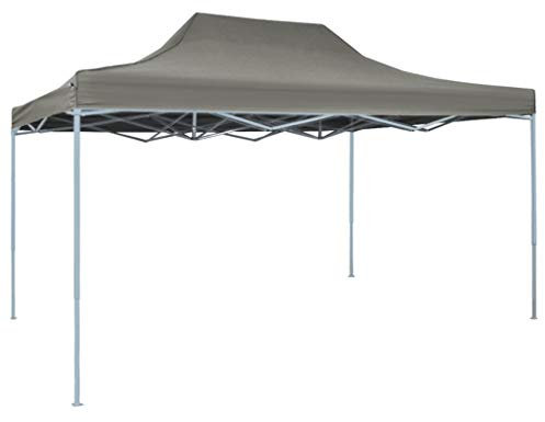 HOMIUSE Profi-Partyzelt Faltbar 3x4 m Pavillon Faltpavillon Grillpavillon Faltbar Verkaufsstand Gartenpavillon Gartenlaube Party Zelt Groß Faltzelt Pavillion Klappbar Stahl Anthrazit