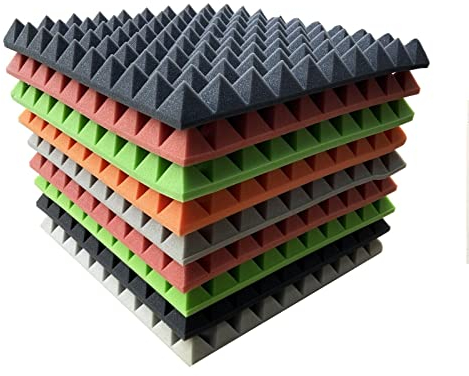Akustikplatten Pyramiden 50x50x5 cm akustische Schaumstoffplatten Schallschutzmatte Schallschutz Wandpaneele Akustikschaumstoff Grün Orange Rot Graphit Akustikpaneel (Rot)