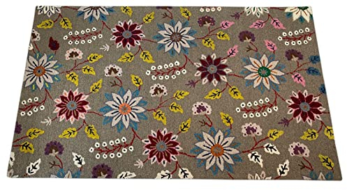Designer Teppich Grau Gelb 100% Wolle Handarbeit Compatible with Orient 150X240 cm MH933