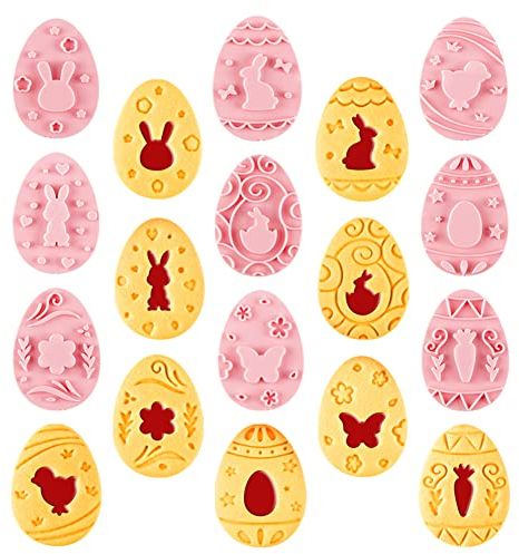 ZOOMPIL Tagliabiscotti pasquali, Formine Biscotti Pasqua 3D, set di taglieri di Pasqua di plastica, 9 pezzi per Pasqua, atrofetti fai-da-te