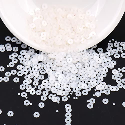 2000 Stück Pailetten kit paietten Pailletten basteln Lose Pailletten Cup Schillernde Spangles für DIY Kunsthandwerk Herstellung Nähen Aufkleben Auffädeln Glänzende Dekorative Hochzeit 4 mm,Weiss