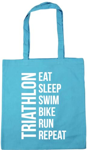 Hippowarehouse Eat Sleep Swim Bike Run Repeat Triathlon Tote Shopping Gym Beach Bag 42cm x38cm, 10 litres