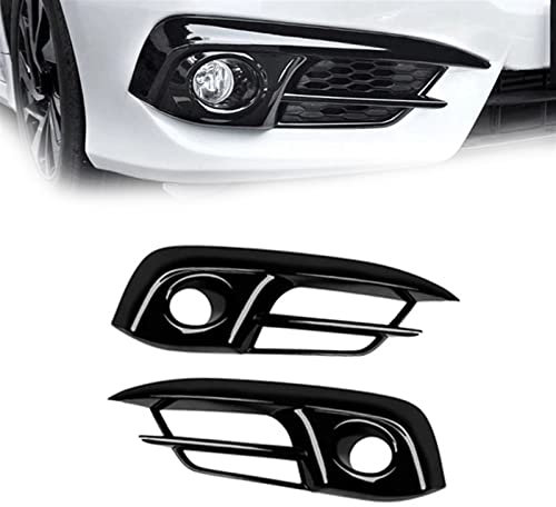 FORREC Rejillas Delanteras para Honda para Civic 2016 2017 2018 2019 Cubierta De Luz Antiniebla del Parachoques Delantero del Coche Rejilla De Luz Antiniebla Embellecedora