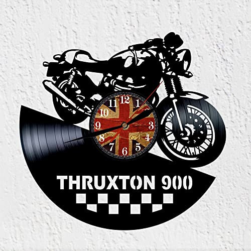 VINY WOODY Klassisches Motorrad Wanduhr Große Motorrad Beliebte Scheibenuhr Vinyl Uhr Neue Wanddekoration Original Geschenk Motorrad Zylinder