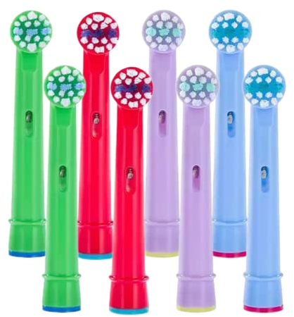 8-stück Kids Aufsteckbürsten Kompatibel mit Oral-B Kinder Elektrische Zahnbürste – Weiche Borsten für gesunde Zähne und Zahnfleisch, Mehrfarbiges Familienset, Briefkastenfähige Verpackung (8 Stück)