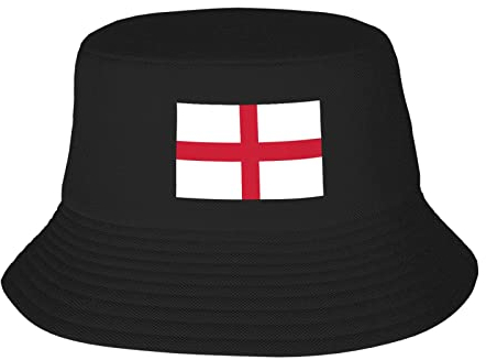 IUBBKI Eimerhut mit England-Flagge, haitianische Flagge, Sonnenkappe, doppellagiger, Faltbarer Fischerhut zum Angeln, Wandern, Camping, Outdoor
