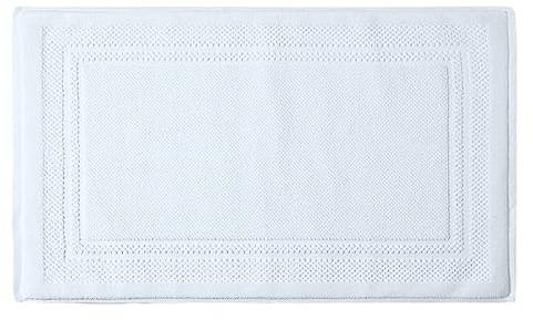 Chickwin Badvorleger Badematte, Nordic Skandinavien Frottee Frottier Duschvorleger Badteppich Weich Saugfähig Waschbar und Flegeleicht Fußtuch (45x75cm,Weißes Quadrat)