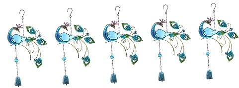 Yardwe 5st Pfau Windspiele Pfau Kunstglasskulptur Pfauendekor Aus Glas Vogel Glasfensterbehänge Mundgeblasene Glasfiguren Statuen Hängendes Pfauenwindspiel Eisen Hängende Metall