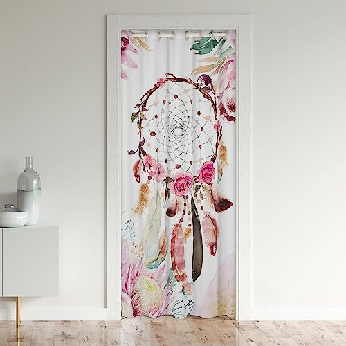 richhome Aquarell Blumen Feder Tür Vorhang 106X203, Traumhafte Farbe Dreamcatcher Floral Tür Blackout Vorhang, Traum Catcher Schlafzimmerdekor