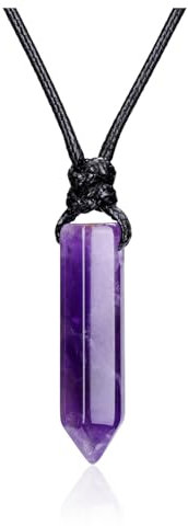 JSDDE Natural Amethyst Crystal Necklace for Women Wen Reiki Healing Hexagonal Point Crystals Stone Pendant Necklaces Jewellery
