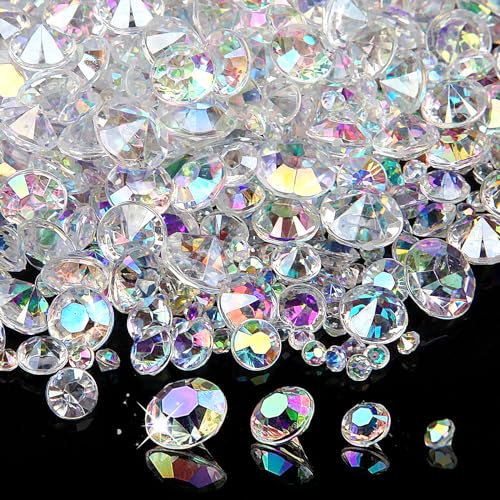 Ziamzra 5000 Stück Diamanten Deko Transparent Acryl Streudeko Hochzeit Diamantene Hochzeit Diamanten Kristall Deko für Geburtstag Party Tischdeko Vase Füller Streudeko Kristalle (3/6/8/10mm)