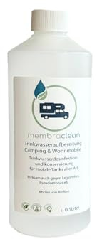 0,5 Liter membraclean Trinkwasseraufbereitung Camping & Wohnmobile | Für sicheres Trinkwasser unterwegs: Trinkwasser aufbereiten, konservieren und Biofilm abbauen