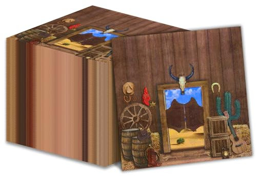 100Pcs Western Party Napkins 13 x 13inch Paper Napkin for Western Baby Shower Party