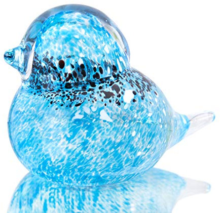 HDCRYSTALGIFTS Handgefertigte Vogelfiguren, geblasenes Glas, Kunst, blaue Vögel, Tierskulptur, Status, Heimdekoration, Kristall-Briefbeschwerer