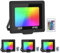 RIGIDON 4 pezzi 30W Faretto LED RGB con Telecomando, Proiettore 16 Colori 4 Modalità Funzione di Memoria Proiettore da Interno Esterno, Impermeabile IP66 Faretti LED per Halloween Natale Giardino