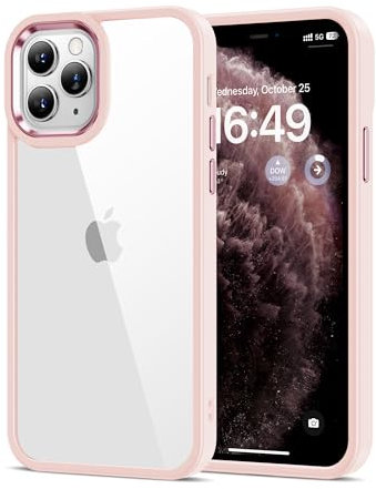 HOOMIL Case for iPhone 11 Pro, Non-Yellowing, Drop Protection, Anti-Scratch Transparent Hard Back Phone Cover - Light Pink
