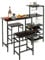 YORKING Breakfast Bar Table and Stools Set, 3 PCS Bar Table Set with Glass Holders, Wine Racks, Storage Shelves, Dining Table and 2 Bar Stools for Kitchen, Living Room,120x40x120cm, Black Walnut Color
