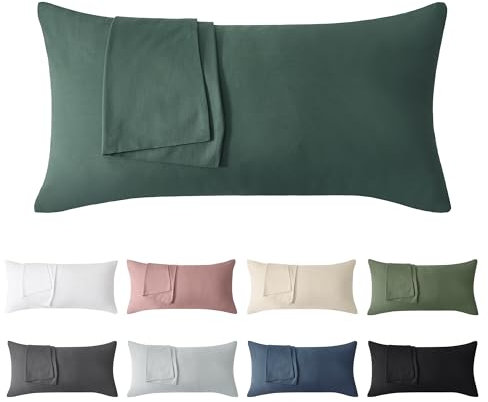 Jellymoni Kissenbezug 30x50 Baumwolle 2er Set Kissenbezüge Dunkelgrün Oeko-Tex 100% Gewaschene Baumwolle Kopfkissenbezug mit Verstecktem Reißverschluss Weich 2 Stück Kissenhülle für Kissen 30x50cm