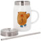 Mug Isotherme en Inox avec Couvercle et Paille - Ourson Basket Peinture Enfant Dessin Mignon - 500 ml - Tasse Thermo