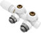 EMKE Bloc de robinet Multibloc pour radiateur, Robinet avec thermostat, Design coudé et en ligne, Robinet de radiateur pour radiateurs de salle de bain, Blanc G1/2