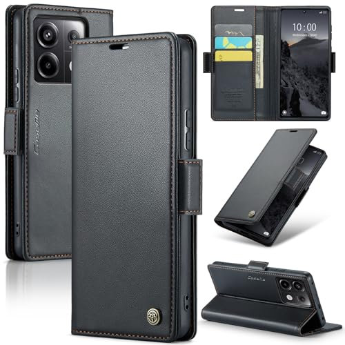 Rerzoiro Coque pour Xiaomi Redmi Note 13 Pro 5G (Pas pour 4G)/Poco X6 5G, Étui Housse en RFID Protection PU Cuir Portefeuille Rabat Case Stand, Étui Case pour Redmi Note 13 Pro 5G/Poco X6 5G, Noir