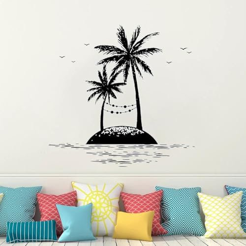 YUSENHUA Selbstklebender Palm Island Sea Tree Wandaufkleber Schlafzimmer Home Decor Aufkleber Yoga Studio Dekor Landschaft Aufkleber Tapete