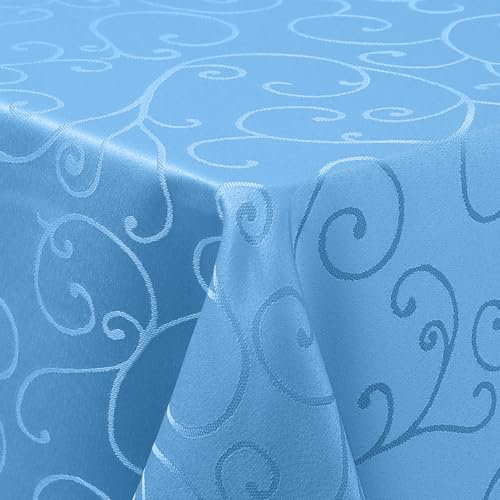 Homaxy Tischdecke Abwaschbar Jacquard Rechteckig 130x200cm, Blau | Damast Design, Schmutzabweisend, Dick & Langlebig, Pflegeleicht Maschinenwaschbar, Für Küche Party Garten
