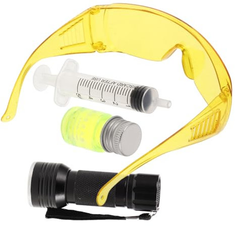 Luxshiny 1 Ensemble Kit de Détection Climatisation avec Lampe Torche Uv Colorant Fluorescent et Lunettes de Protection Outil pour Réparation de Systèmes Climatiques Domestiques et