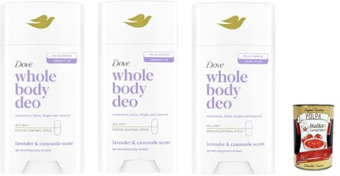 Whole Body Deo Deodorante Stick Lavanda E Camomilla 75ml, Deo-Stick für den ganzen Körper Lavendel und Kamille 3x 75ml + Italian Gourmet polpa 400gr