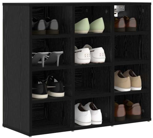 vidaXL Shoe Cabinet Black oak 77.5 x 30 x 67 cm Engineered wood, Ample Storage for Hallway, Rectangular Minimalist Shoe Cabinet, Stylish Organizer, Functional Home Entry Solution, Space Saver