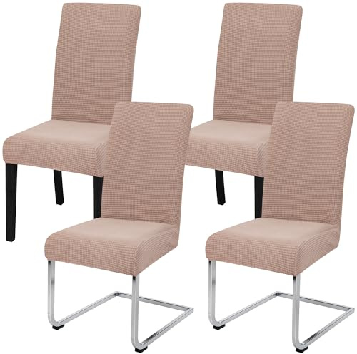 Stuhlhussen Stretch Stuhlbezug Set 4 Stück, elastische abnehmbare waschbare Stuhlhusse für Esszimmerstuhl, Schwingstuhl, Schaukelstuhl, Küche, Wohnzimmer, Büro, Hotel, Restaurant, Bankett
