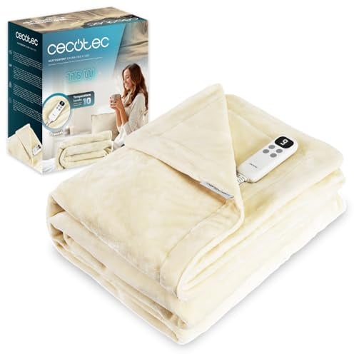 Cecotec Coperta elettrica 160 x 130 cm HeatComfort Calma (160 x 130). 115 W, 10 livelli di temperatura regolabili, controller LCD rimovibile, timer con spegnimento automatico, PTC+ tecnologia NTC