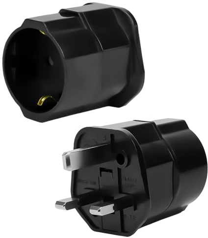2er Pack Reiseadapter EU auf UK – Steckdosenadapter für Großbritannien (Typ G) – Kompatibel mit Deutschland/Österreich/Schweiz – Ideal für Urlaub, Business, Laptop, Handy