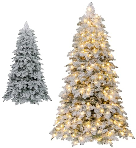 LIFEZEAL Albero di Natale Innevato con Luci Incorporate (180 cm)