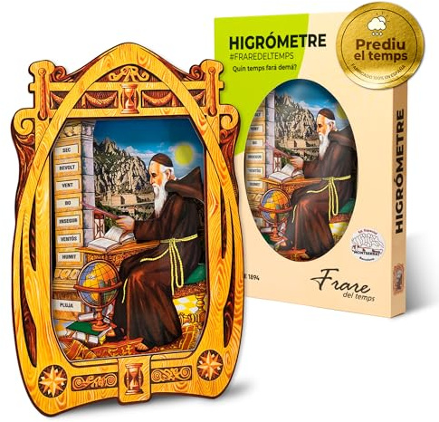 Hygrometer Zeitfraile – Haar-Hygrometer, Mönch der Zeit, traditioneller Indikator für Wetter und Feuchtigkeit, hergestellt in Spanien (Montserrat)