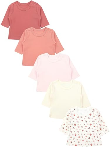 TupTam Baby Mädchen Langarmshirt 5er Set, Farbe: Punkte_Braun_Weiß_Grün_Pilze, Größe: 92