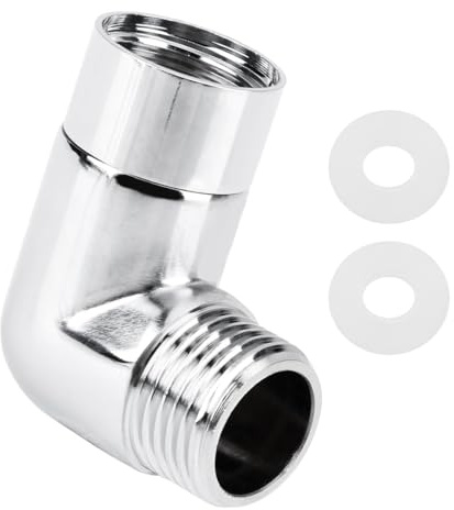 Ticha G1/2 Shower Head Elbow Adapter, 90 Degree Brass Connector for Wall Mounted Shower, Handheld Showerhead, Arm Extension Elbow Connector (Silver)