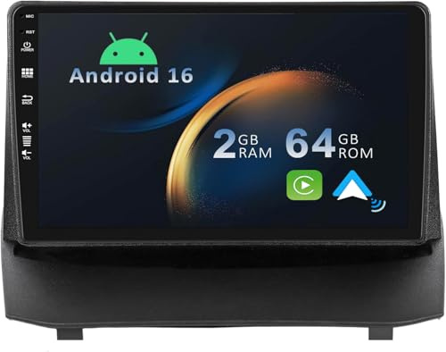 YUNTX [2+64G] Android 16 2 Din Radio con navigazione per Ford Fiesta 2009-2014- [Integrato CarPlay/Android Auto/DSP/GPS/Bluetooth 5.0/MirrorLink/Controllo del volante]-IPS 9 Touch screen