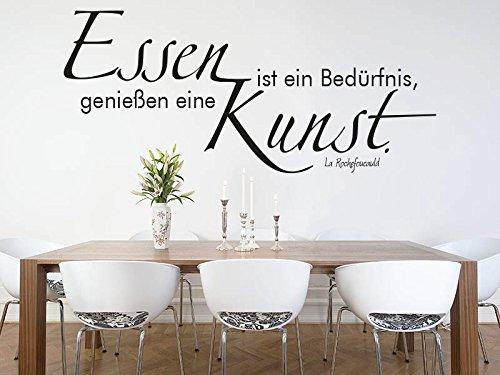 KLEBEHELD® Wandtattoo Essen ist ein Bedürfnis, genießen eine Kunst. No.1 - La Rochefoucauld (Farbe schwarz/Größe 80x35cm)