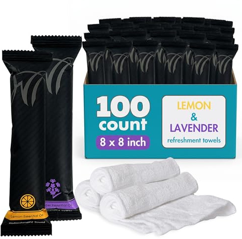 Moist Cotton Towel - Lemon and Lavender (Case of 100) by White Towel