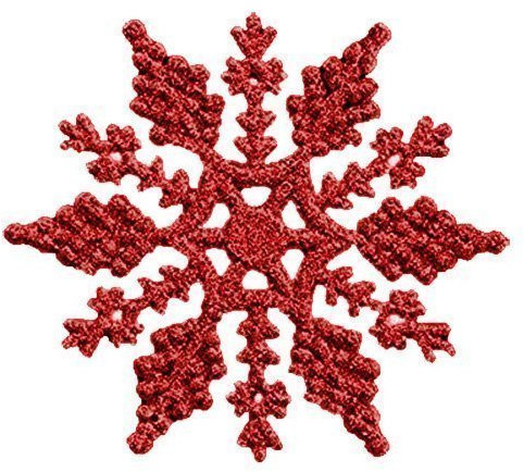 Pack de 6 con Purpurina Copo De Nieve Árbol de Navidad Decoración para Colgar (Rojo)