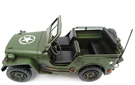 Blechauto Oldtimer US Ami Jeep rot Nostalgie DEKO Retro Blechmodell Modellauto Automodell Shabby Vintage 2.WK zweiter Weltkrieg