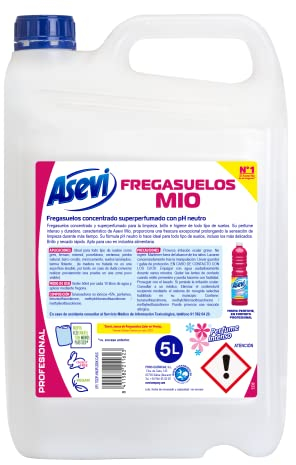 Asevi Fregasuelos Perfumado Duradero Mio - Friegasuelos Concentrado con Aroma Floral - Limpiasuelos con pH Neutro para Todo Tipo de Suelos, Incluso Superficies Delicadas - Envase de 5 Litros