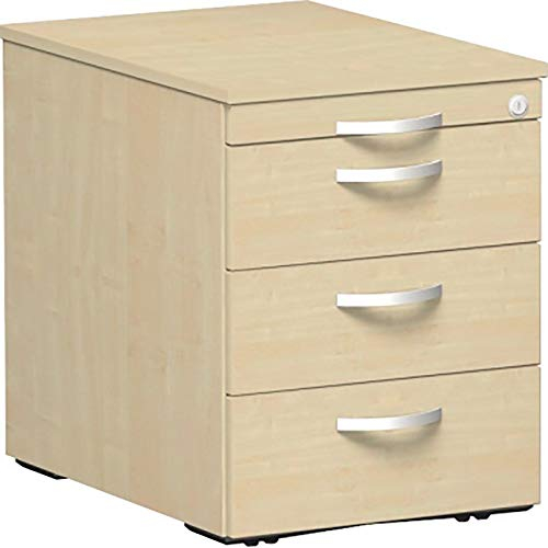 Gera Möbel S-530151-AH Rollcontainer Venedig mit 3 Kunststoff-Schubfächern und 1 Materialschubfach, 43 x 60 x 56,6 cm, ahorn