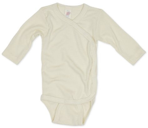 Engel Natur, body avvolgente a maniche lunghe, per neonati, in lana e seta- naturale 62 cm/68 cm